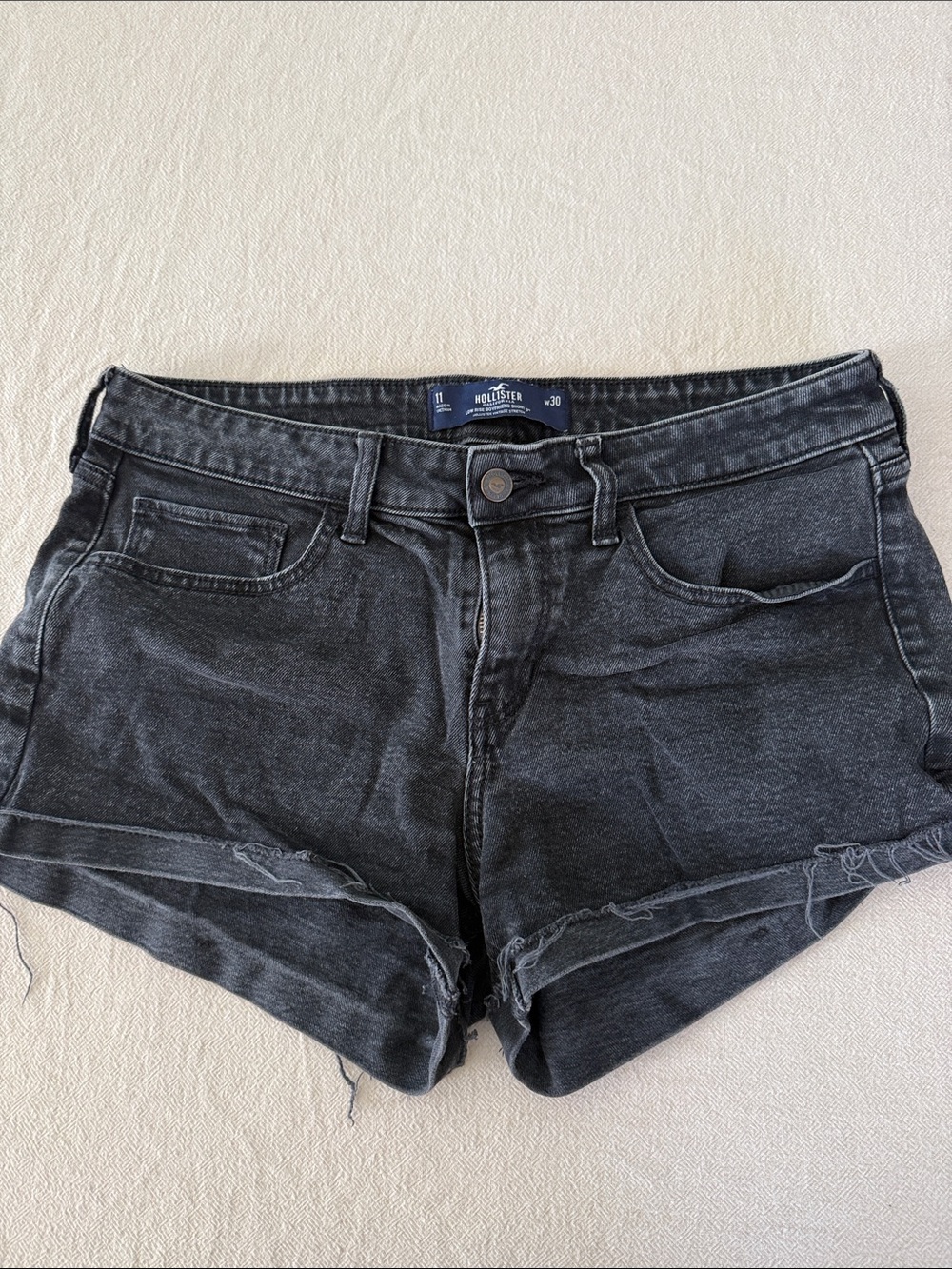 Hollister Black Washed Denim Cutoff Shorts